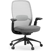 COLAMY Office Chair for Long Hours, Easy Wire-Control Desk Chair with Sliding Seat Depth &amp; Thick Padded Lumbar Support, Heavy Duty 300 LBS High Back Mesh Computer Chair for Home Workstation,Grey