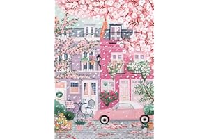 GUMITOON Sakura City Diamond Painting Kits for Adults, 5D Diamond Art Painting by Numbers Kits, DIY Flowers Diamond Dots Art Kits, Full Round Drill Diamond Art Kits for Adults for Home Wall Decor, 12x16 inch