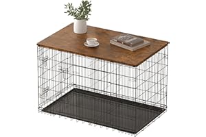 Piskyet Dog Crate Topper Wood Countertop for 48 42 36 30 24 inch Dog Cage, Dog Crate Cover,Dog Kennel Topper(Crate Not Include) (Rustic Brown, for 42 Inch Crate)