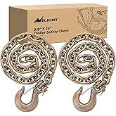Nilight 3/8" X 35" Trailer Safety Chain 2pcs Grade 70 Towing Chain with Clevis Snap Hooks 26400lbs Break Strength use for Trailer, RV,and Boat Towing and Gooseneck Couplers