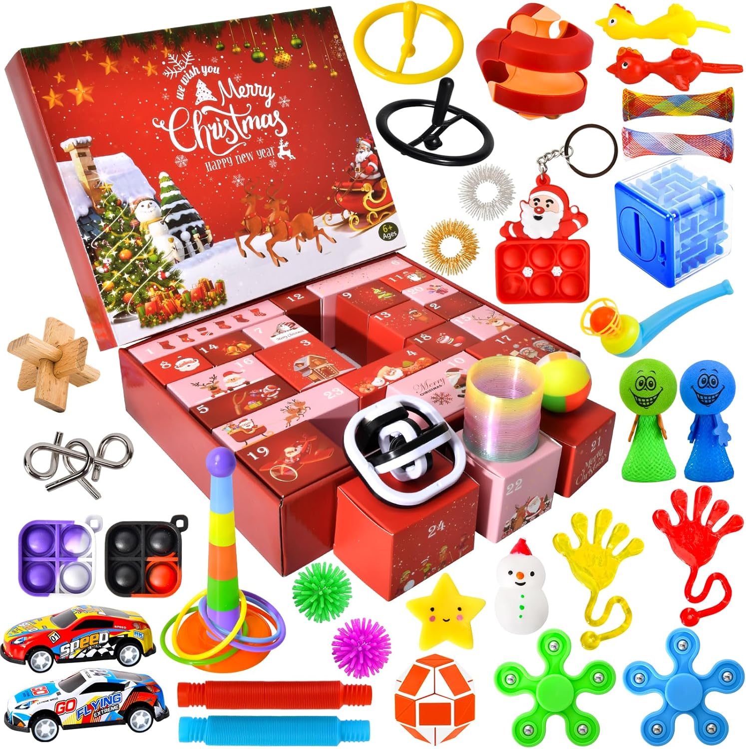 Advent Calendars - Fidget Christmas Countdown Calendar-Advent Calendar 2023 for Kids-24 Days Surprise Christmas Reusable Gift Box-Holiday Xmas Count Down Advent Calendars Sensory Toy for Toddlers Boys Teens Adults Girls
