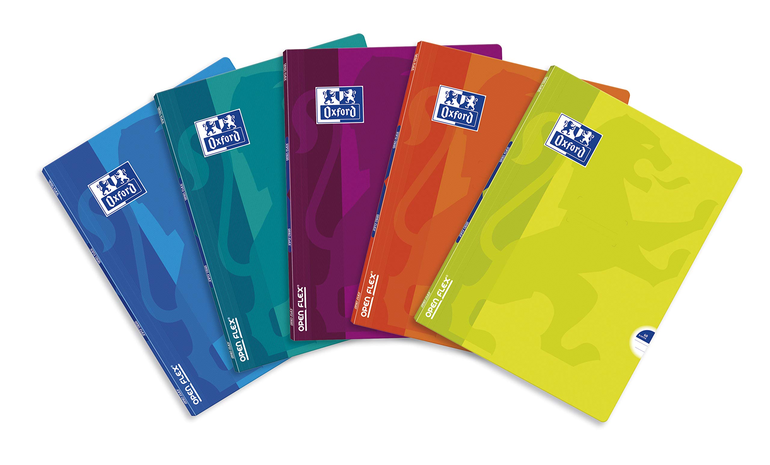 Oxford 400026713 OPENFLEX A5 Notebook 60 Sheets Line Pack of 5 Polypropylene Envelope Assorted Colours