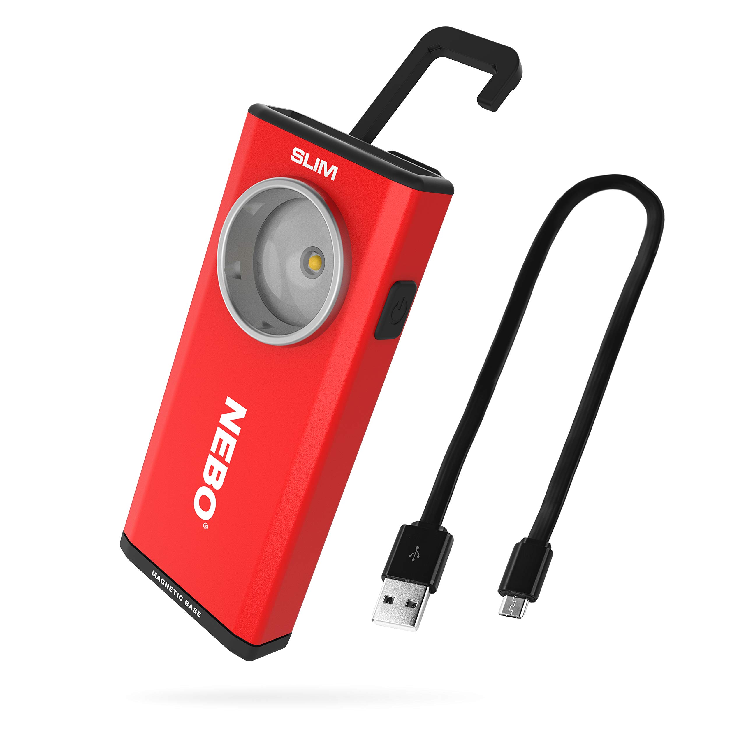 Nebo Slim USB Rechargeable Flashlight Work Light COB LED 500 Lumen RED