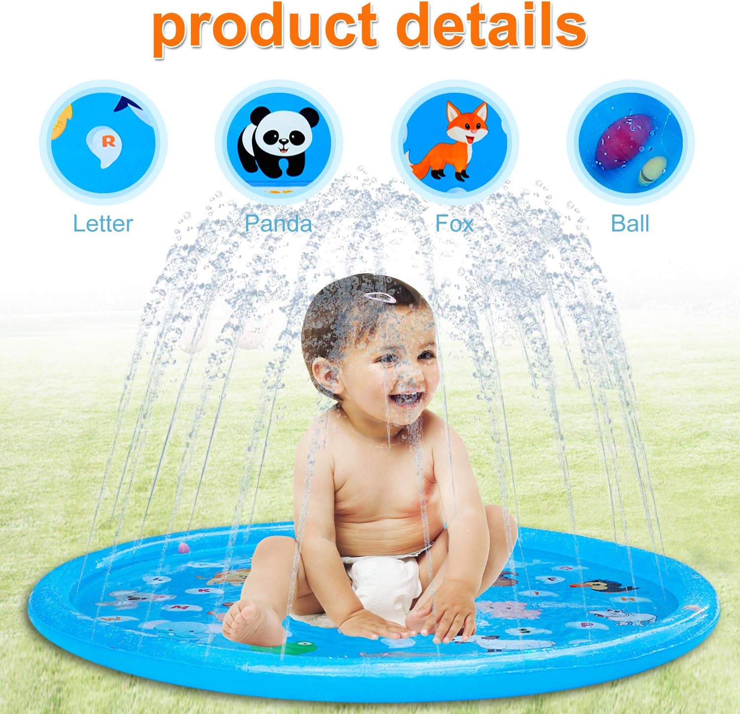 TOHIBEE Splash Pad, Sprinkler for Kids & Baby Pool, 68'' Outdoor Water Toys Wading Pool for Learning,Children Splash Play Mat Swimming Pool Summer Sprinkler Toys for Toddlers and Boys Girls: Toys & Games