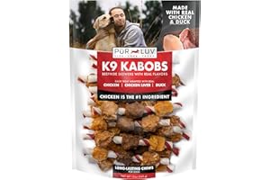Pur Luv Dog Treats, K9 Kabobs for Dogs Made with Real Chicken and Duck, 12 Ounces, Healthy, Easily Digestible, Long-Lasting, High Protein Dog Treat, Satisfies Dog's Urge to Chew
