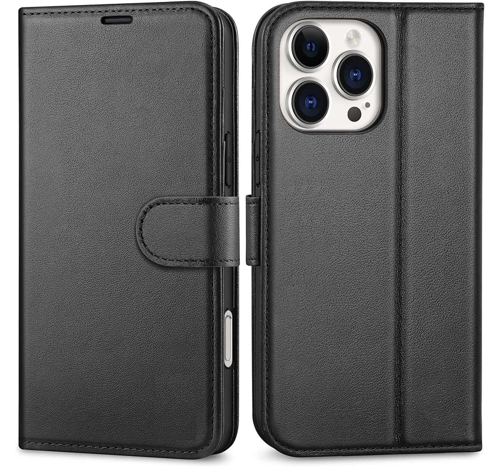 NWNK13 For iPhone 16 Pro Max (6.9") Case Leather Wallet Book Flip Stand View Phone Cover with Card Holder Slots Compatible with iPhone 16 Pro Max Black — image 1