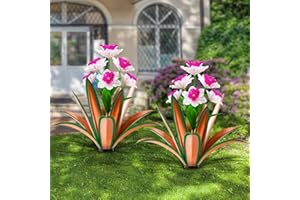TOMBABY Huge Metal Agave Plants Outdoor Decoration Outdoor Garden Decorated with Flowers Mexican Yard Art Plant Garden Gift(red 2 Pack)