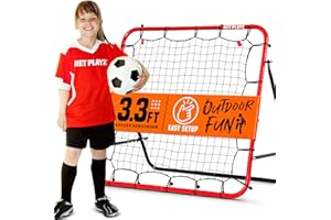 NET-PLAYZ Soccer Rebounder Rebound Net, Kick-Back 3.3X3.3FT | Football Training Gifts, Aids & Equipment for Kids Teens & All Ages, Portable, 6 Adjustable Angles