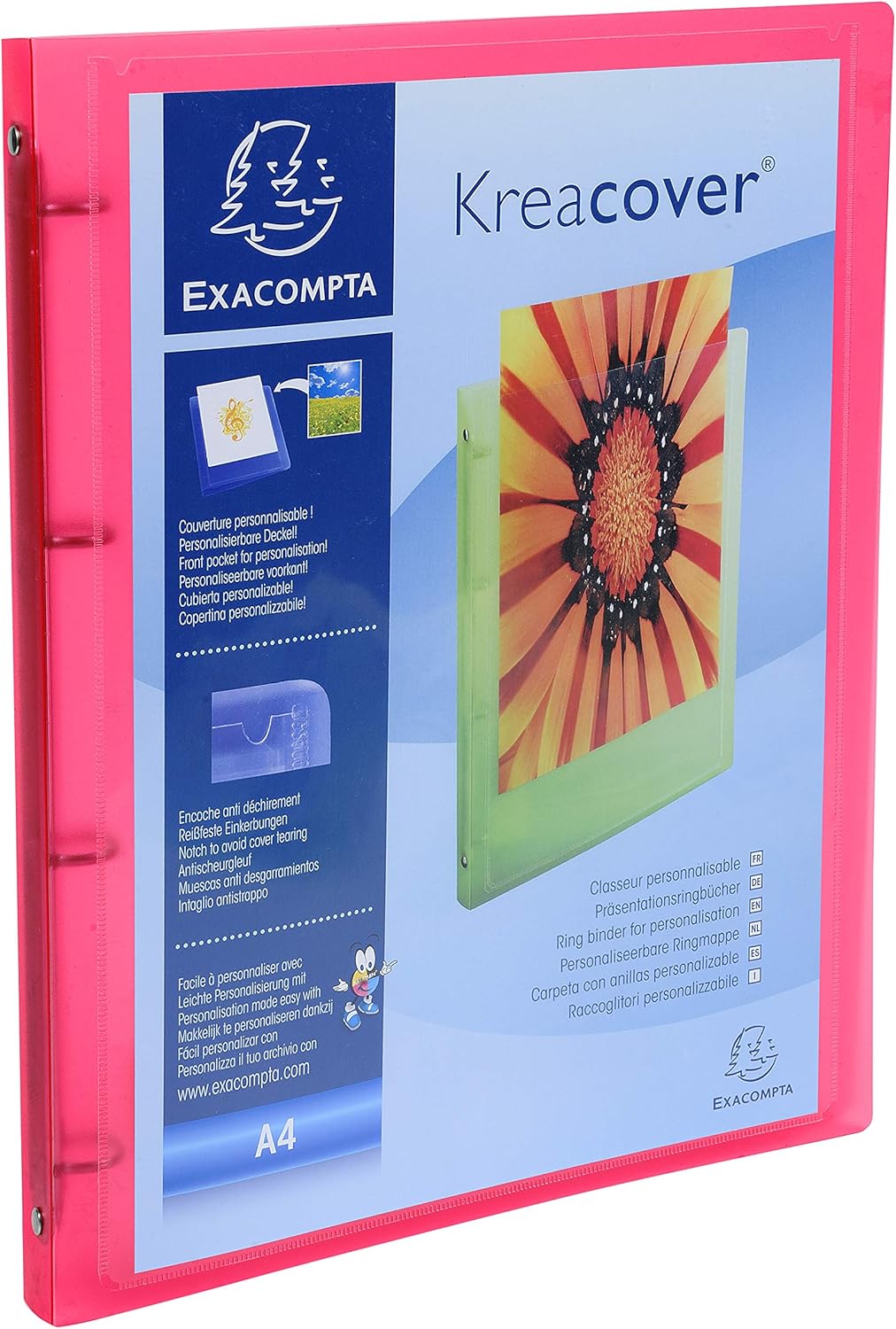 Exacompta, ref. 51969E, 1 customizable flexible PP binder 1 pocket, 4 round rings, 15 mm diameter - Image 4