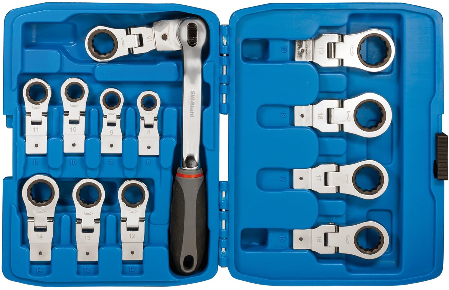 SWStahl S1588 Ratchet Ring Spanner Set BiHexagonal