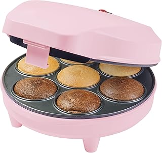 Bestron Cupcake Maker im Retro Design, Sweet Dreams, Antihaftbeschichtung, 700 Watt, Rosa