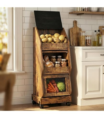 Amazon.com: Dicks Wood Creations Bread Veggie Bin with Wire Doors