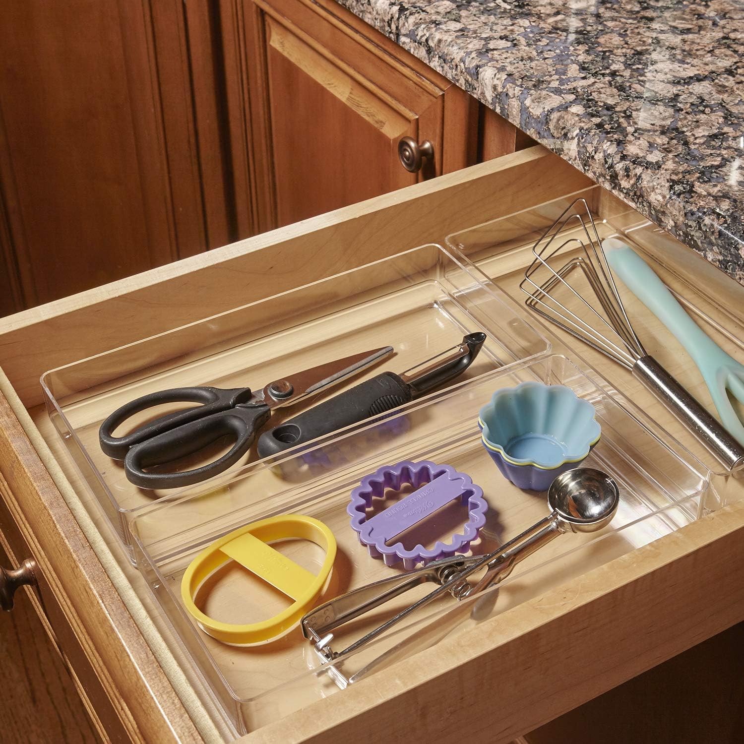 STORi Clear Plastic Drawer Organizers 12" x 6" x 2" l Set of 3: Home & Kitchen