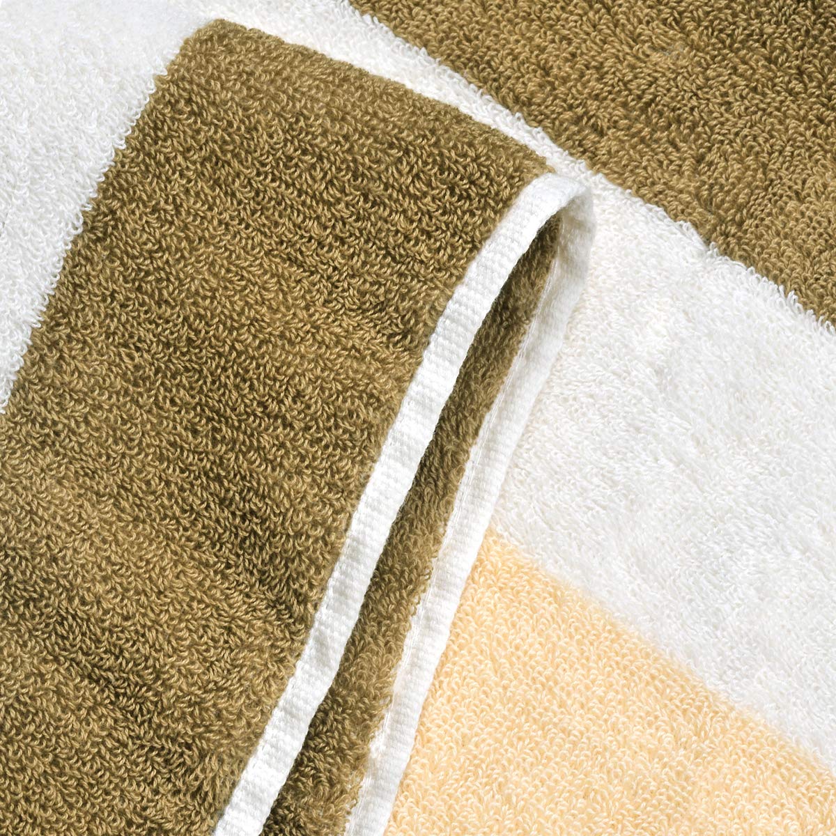 LYH Beach Towel Luxury 100% Cotton Pool Towel, Super Soft XXL Large Size 70x35in Classic Stripe, for Indoors Outdoors, Yellow+White