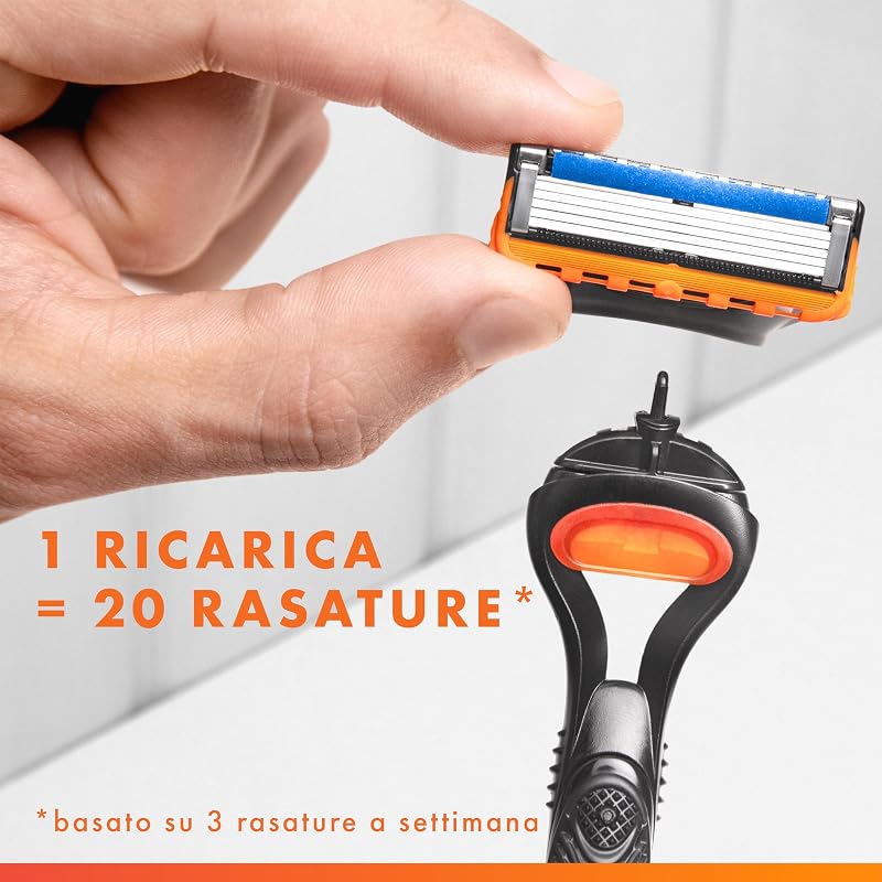 Lamette Gillette Fusion 5, 16 Lamette da Barba di Ricambio per Rasoio Barba Manuale Fusion5, da 5 Lame, Rasatura Scorrevole con Striscia Lubrificante, Fino a 1 Mese di Rasatura per Lametta