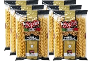 Sophia Long Fusilli Pasta – Authentic Italian Fusilli Lunghi, 6-Pack | 12-Inch Giant Spiral Pasta Noodles | Long Fusilli Col Buco Imported from Italy | Gourmet Pasta for Sauces & Italian Recipes