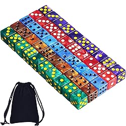 AUSTOR 50 Pieces 6 Sided Dice Set, 5 x 10 Pearl