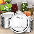 24-Count, [WIDE Mouth] Canning Lids for Ball, Kerr Jars - Split-Type Metal Mason Jar Lids for Canning - Food Grade Material, 100% Fit & Airtight for Wide Mouth Jars - PATENT PENDING