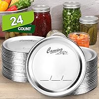 24-Count, [WIDE Mouth] Canning Lids for Ball, Kerr Jars - Split-Type Metal Mason Jar Lids for Canning - Food Grade…