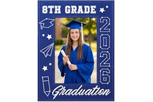 WaaHome 8th Grade Graduation Gifts for Girls Boys 2026 - 4x6 Blue 8th Grade Graduation Picture Frame for Teen Girls Boys Teen