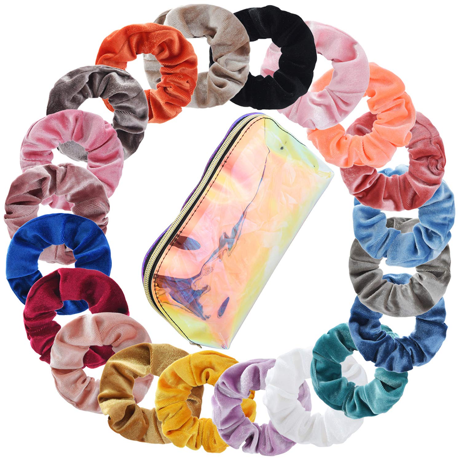 iloovee 20 Pack Velvet Scrunchies for hair Multi-color Scrunchy Hair Ties Ropes Super Elastic Hair Bands Hair Accessories for Women or Ladies or Girls