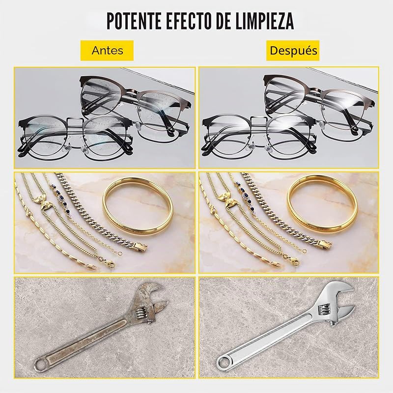 Limpiador Ultrasónico 2L, 60W Limpiador Ultrasónico Profesional de Acero Inoxidable, Máquina de Limpieza Ultrasónica Potente Frecuencia de 40 kHz con Pantalla LED para Joyas, Reloj, Gafas