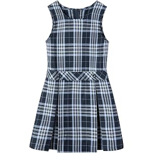 EVERANNE Girls' Plaid School Uniform Jumper Dress with Pleated Skirt | Girls school plaid pinafore dress with durable yarn-dy