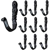 Rustic State Astor Wall Mount Cast Iron Hooks Coat Towel Bag Hat Hanger Multiuse Entryway Railroad Spike Rack Black Set of 10