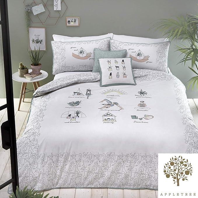 Appletree Wellbeing 180 Thread Count 100 Cotton Percale Duvet Cover
