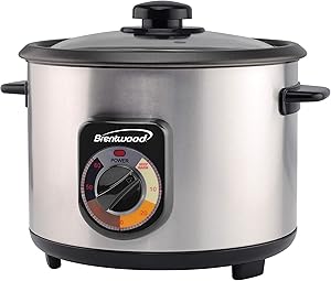 Brentwood TS-1020S 10-Cup Uncooked/20-Cup Cooked Crunchy Persian Rice Cooker, Stainless Steel