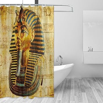 Jstel Agyptischer Pharao Duschvorhang Schimmelresistent Wasserdicht Aus Polyester Extra Lang 72 X 72 Zoll Fur Badezimmer Dusche Bad Duschvorhang Mit 12 Haken Amazon De Kuche Haushalt