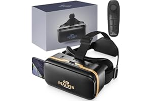 REALITEX 3D VR Headset for Kids + Android Remote - for iPhone & Android Phones | with 3D VR Videos & Apps Links | Virtual Reality Goggles Set for Beginners