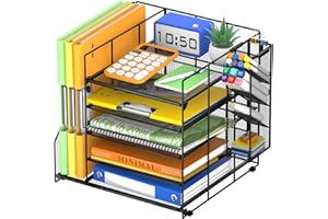 SUPEASY Desk Organizer with File Holder, 5-Tier Paper Letter Tray Organizer with Pen Holder, Desktop Organization and Storage