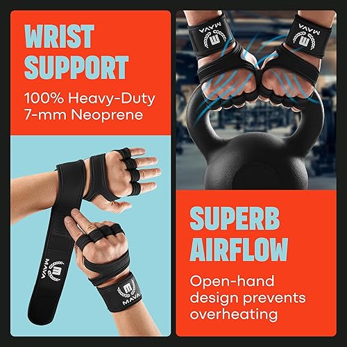 MAVA Open Gym Gloves for Women Men Padded Weight Lifting Gloves with  Wrist Support for Comfort, Protection