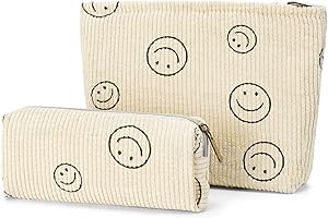 SANYETS Makeup Bag,Cosmetic Bags for Women,Travel Makeup Bag Toiletry Bag,Corduroy MakeUp Organizer Bag,MakeUp Brush Bag with Zipper,Small MakeUp Purse Pouch,Cute Aesthetic Preppy Stuff