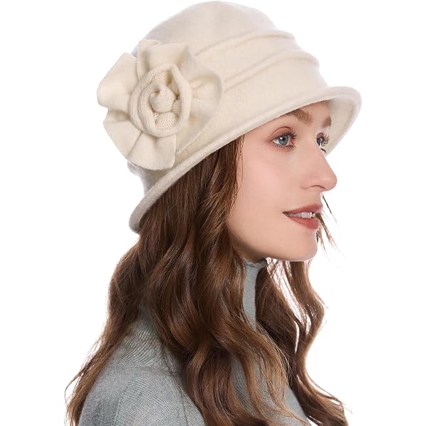 Vintage Women Floral Wool Dress Cloche Winter Hat 1920s  display picture 1