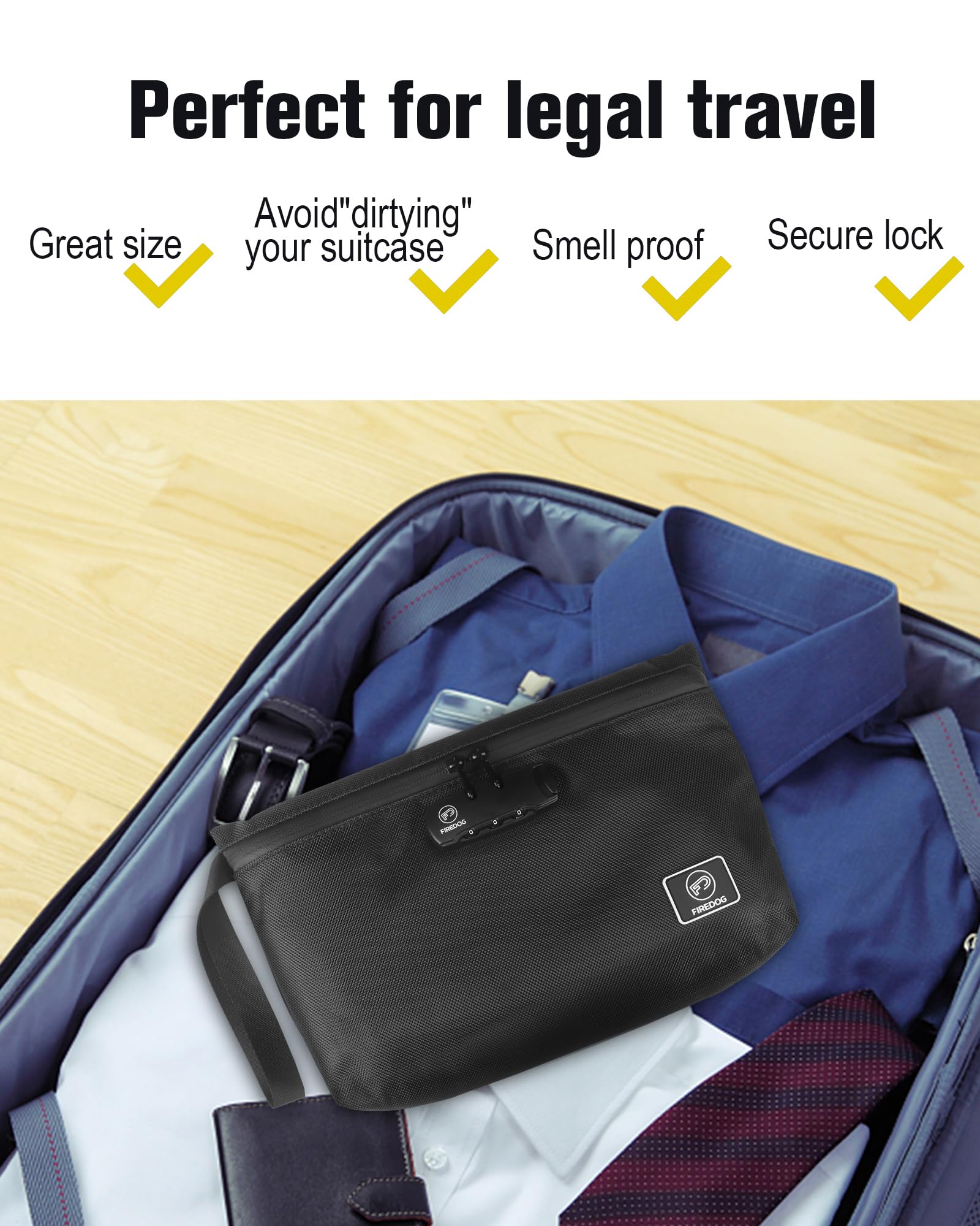 FIREDOG Printed Smell Proof Bags with Combination Lock, Carbon Lined Odor Proof Stash Bag Case Container for Travel Storage (10.8