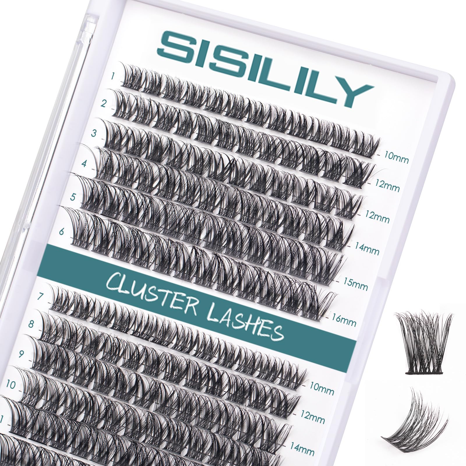 Individual Lashes SISILILY Cluster Lashes 144 Lash Clusters DIY Lash Extensions C D Curl Cluster Eyelashes Reusable False Eyelashes 3D Wispy Fluffy Individual Lashes 10-16mm Length (DM01plus-mix) — image 1