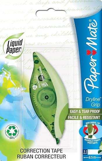 Amazon Com Paper Mate Dry Line Grip Cinta Correctora Reciclada Verde S0846031 Office Products