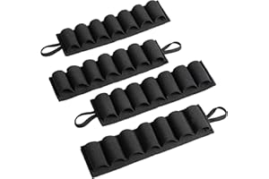 TYSEAM 4 Pack 7 Round Shotgun Shell Holder or 12/20 Gauge 60 Round Tactical Shotgun Shell Bandolier Adjustable, Optional 2 Pcs 7 Round Shotgun Shell Holder / 8 Round Butt Stock Shell Holder for Hunting