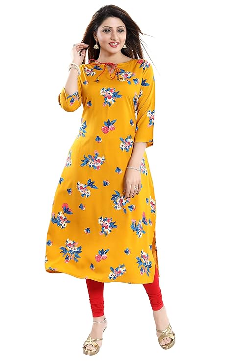 ALC Creations Women's Crepe Printed Straight Kurti