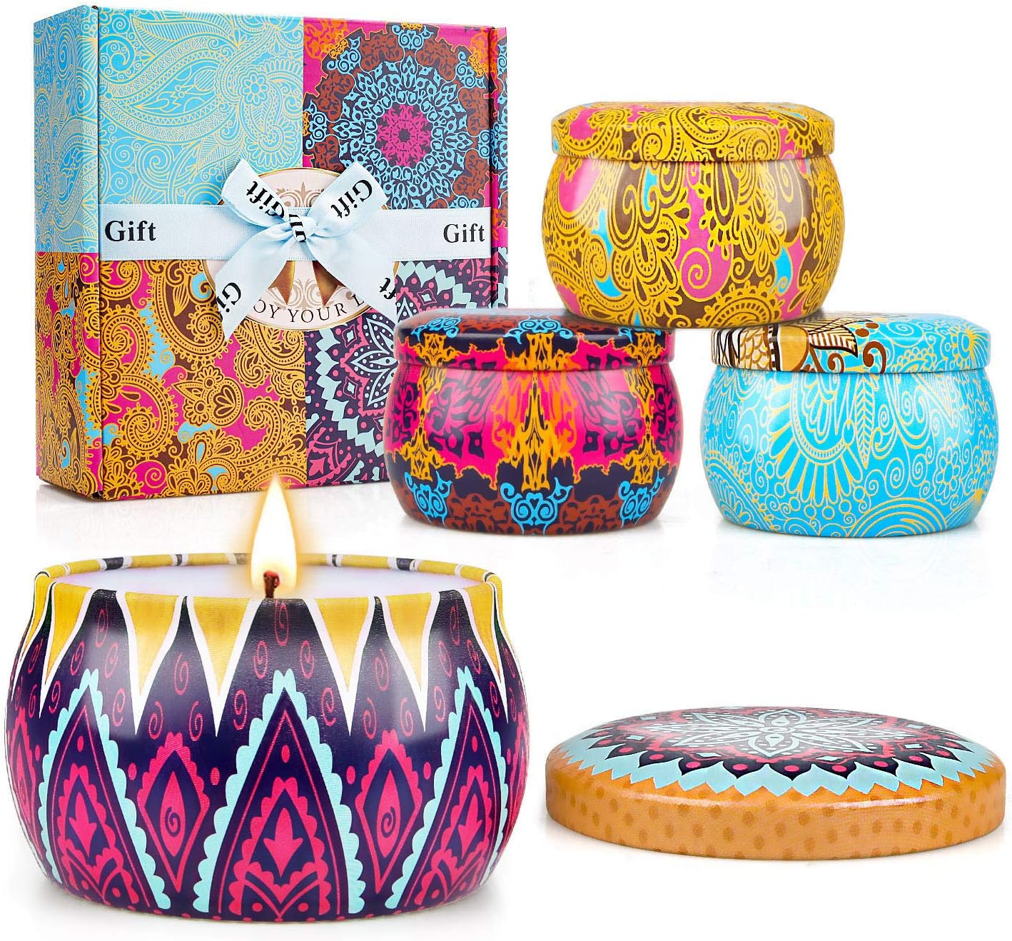 Candles, Scented Candle for Home Scented Rich Aromatherapy Candles for Women Stress Relief, Portable Soy Candles for Travel Jar Candles for Birthday Gift Idea for Girl Women( 6 Pack ): Home & Kitchen