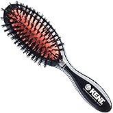 Kent CSFS Classic Shine Large Oval Cushion Straightening Brush and Hair Detangler - Natural Black Boar Bristle Hair Brush - Shine Hair Brush and Scalp Scrubber for Short or Shoulder-Length Thick Hair