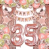 35th birthday decorations for her happy 35th birthday decorations for women 35 birthday decorations for women 35 year old girl birthday decorations Rose Gold thirty five birthday Party Decor