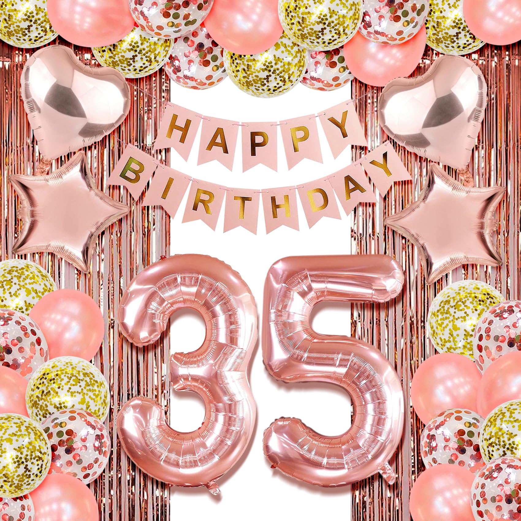 Photo 1 of 35th birthday decorations for her happy 35th birthday decorations for women 35 birthday decorations for women 35 year old girl birthday decorations Rose Gold thirty five birthday Party Decor