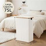 efluky Slim 75L Laundry Basket with Lid, Collapsible with Removable Inner Bag view 5