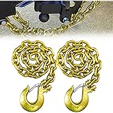FITHOIST G80 Trailer Safety Chain 35 Inch | Tow Chain with 3/8'' Clevis Snap Hook | 2-Pack Heavy Duty Chain WLL 25,000 lbs for Towing