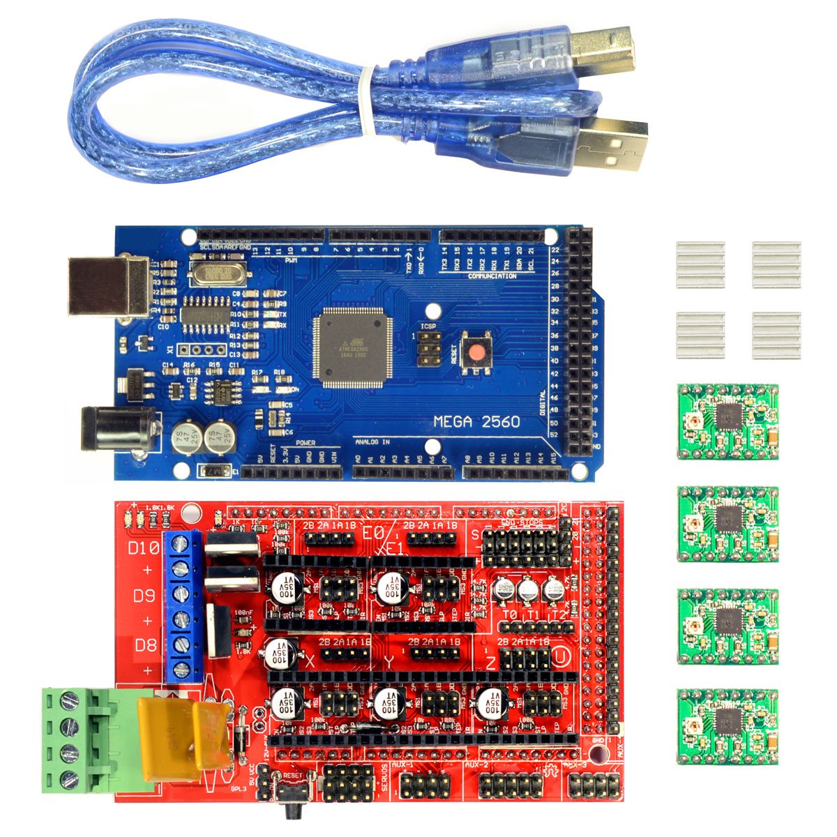 Amazon Com Full Reprap 3d Printer Electronics Kit Mega 2560 R3 Ramps 1 4 A4988 Stepper Drivers Usb Cable Industrial Scientific