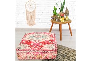 Mandala Life ART Bohemian Yoga Decor Floor Cushion Cover - 24x8 inches - Square Meditation Carpet Pillow Case - Printed Cotton Rug Pouf