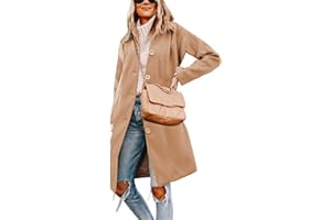 Freyhem Pea Coat for Women Camel Wool Blend Winter Dress Coats Long Single Breasted Trench Overcoat
